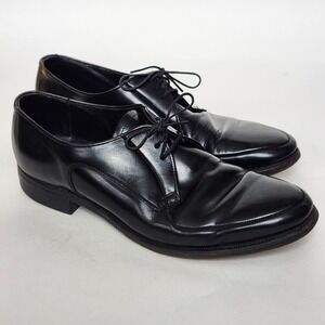 Vintage Black Leather Split Toe Derby Oxfords Norwegian Stitched Sole 11.5 C